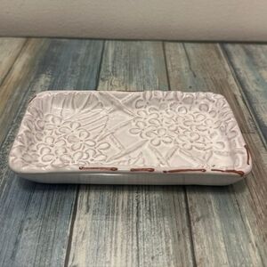 Mudpie Floral Embossed Ceramic Tray